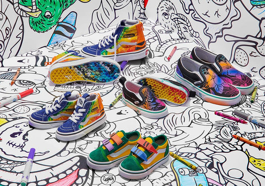 Colaboración Tenis VANS / CRAYOLA; Sk8-Hi, Old Skool, Authentic y Slip-On. - SPORTLAND MX