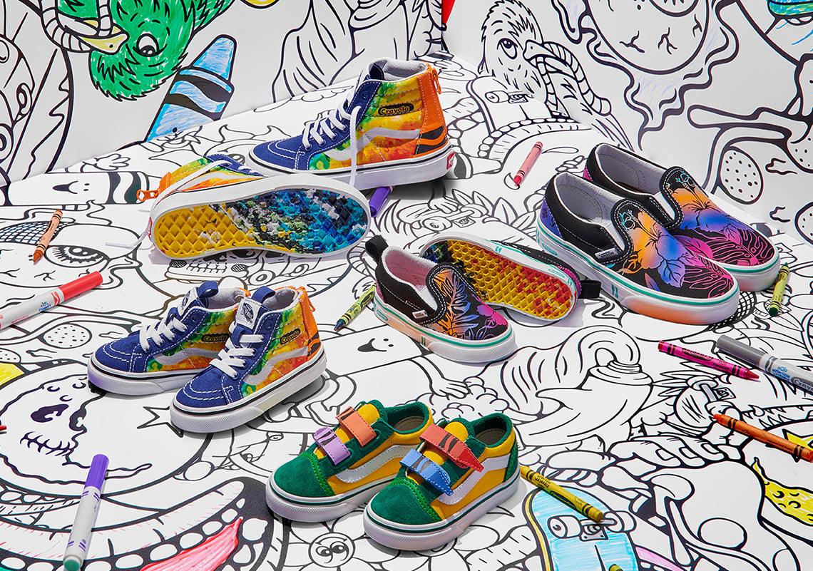 Colaboración Tenis VANS / CRAYOLA; Sk8-Hi, Old Skool, Authentic y Slip-On. - SPORTLAND MX
