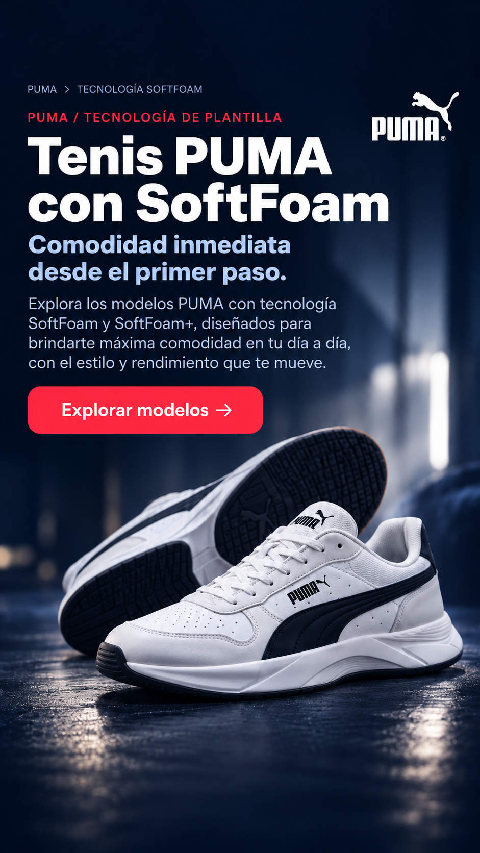 Tenis PUMA con SoftFoam y SoftFoam+: modelos y tallas disponibles en Sportland MX