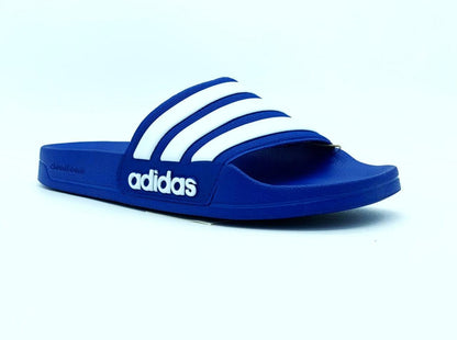 Oferta de Sandalias Adidas Adilette Shower Unisex Azul/Blanco con envío gratis- SPORTLAND MX